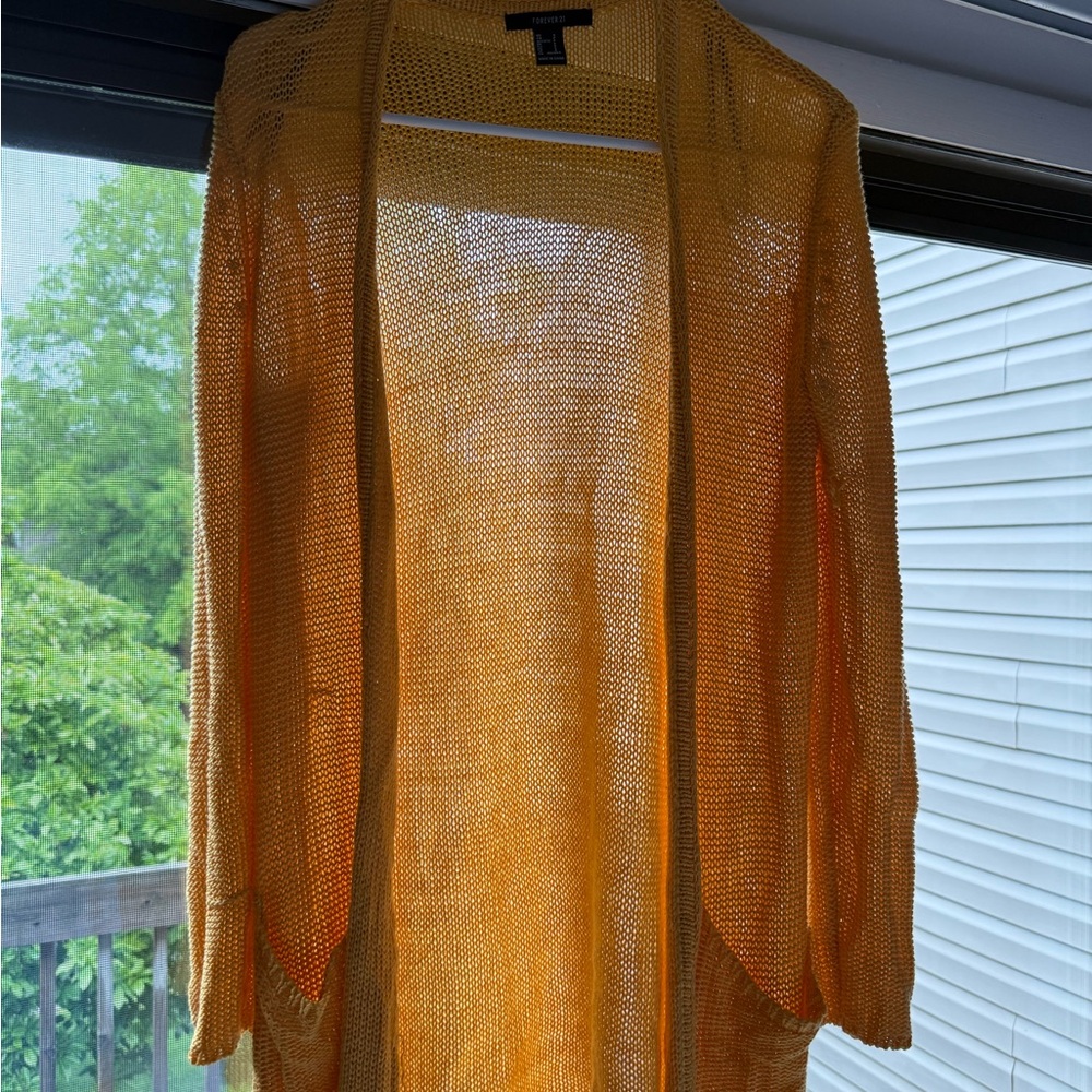Forever 21 Yellow Cardigan Sweater Open Front